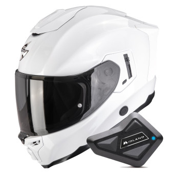 Integrale Scorpion Exo 1500 Air Solid Pearl White + Kit Bluetooth BT Mini