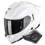 Casque Integrale Scorpion Exo 1500 Air Solid Pearl White + Kit Bluetooth BT Mini