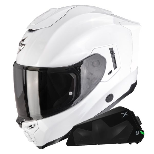 Integrale Scorpion Exo 1500 Air Solid Pearl White + Kit bluetooth Exo-Com Link-1C