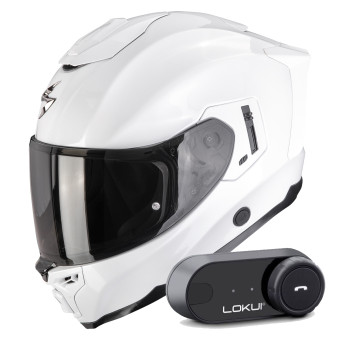 Integrale Scorpion Exo 1500 Air Solid Pearl White + Kit Bluetooth Lokui K30