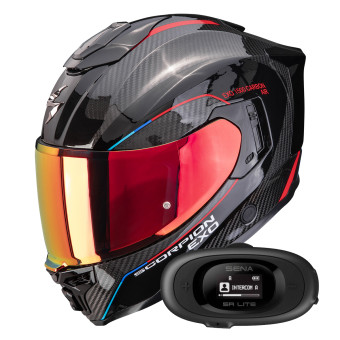 Integrale Scorpion Exo 1500 Carbon Air Mundi Black Red + Kit bluetooth 5R Lite Solo