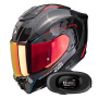 Casque Integrale Scorpion Exo 1500 Carbon Air Mundi Black Red + Kit bluetooth 5R Lite Solo