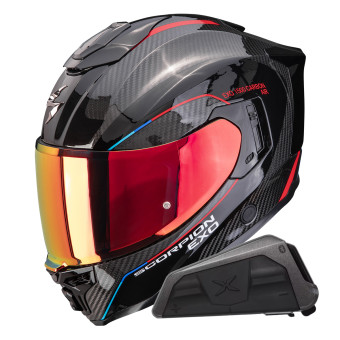 Integrale Scorpion Exo 1500 Carbon Air Mundi Black Red + Kit bluetooth Exo-Com Link-1