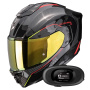 Casque Integrale Scorpion Exo 1500 Carbon Air Mundi Black Red Yellow + Kit bluetooth 5R Lite Solo
