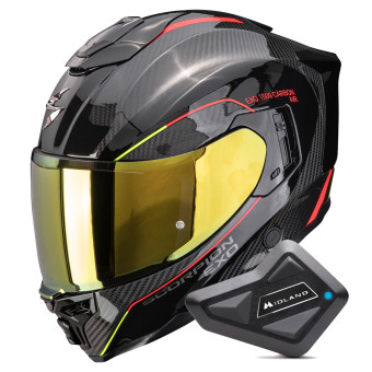 Integrale Scorpion Exo 1500 Carbon Air Mundi Black Red Yellow + Kit Bluetooth BT Mini