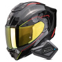 Casque Integrale Scorpion Exo 1500 Carbon Air Mundi Black Red Yellow + Kit Bluetooth BT Mini