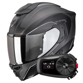 Integrale Scorpion Exo 1500 Carbon Air Mundi Matt Black Silver + Kit Bluetooth 5S Solo