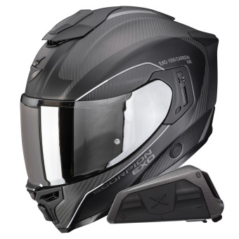 Integrale Scorpion Exo 1500 Carbon Air Mundi Matt Black Silver+Kit bluetooth Exo-Com Link-1