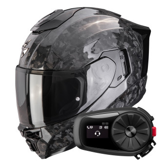 Integrale Scorpion Exo 1500 Carbon Air Onyx Solid Black + Kit Bluetooth 5S Solo