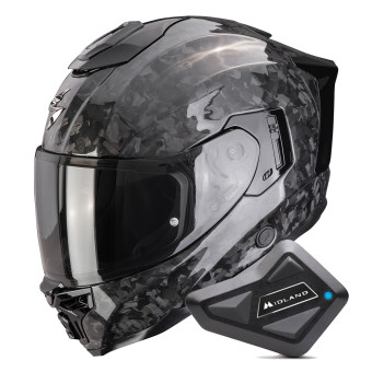Integrale Scorpion Exo 1500 Carbon Air Onyx Solid Black + Kit Bluetooth BT Mini
