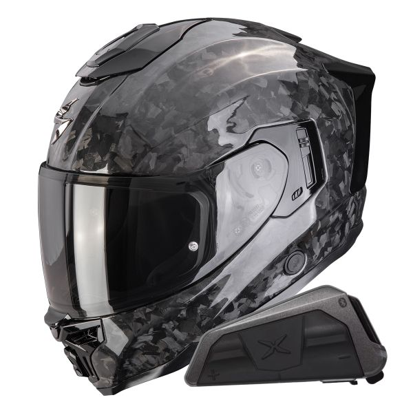 Integrale Scorpion Exo 1500 Carbon Air Onyx Solid Black + Kit bluetooth Exo-Com Link-1