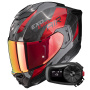 Casque Integrale Scorpion Exo 1500 Carbon Air Platted Black Red + Kit Bluetooth 5S Solo