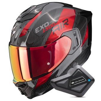 Integrale Scorpion Exo 1500 Carbon Air Platted Black Red + Kit Bluetooth BT Mini