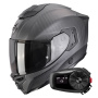 Casque Integrale Scorpion Exo 1500 Carbon Air Solid Matt Black + Kit Bluetooth 5S Solo