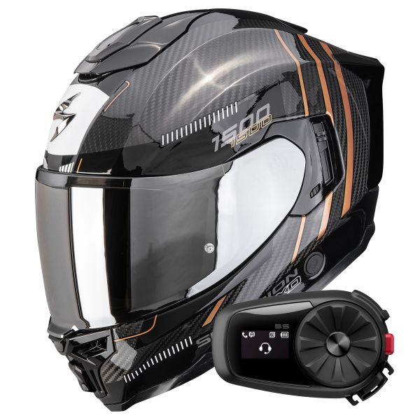 Integrale Scorpion Exo 1500 Carbon Air Zity Black Copper + Kit Bluetooth 5S Solo