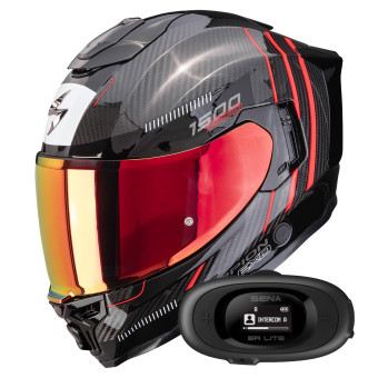 Casque Integrale Scorpion Exo 1500 Carbon Air Zity Black Red + Kit bluetooth 5R Lite Solo Casque Integrale Scorpion Exo 1500 Carbon Air Zity Black Red + Kit bluetooth 5R Lite Solo