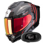 Casque Integrale Scorpion Exo 1500 Carbon Air Zity Black Red + Kit bluetooth 5R Lite Solo