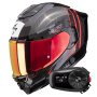 Casque Integrale Scorpion Exo 1500 Carbon Air Zity Black Red + Kit Bluetooth 5S Solo