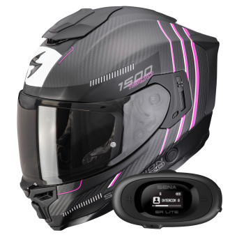 Casque Integrale Scorpion Exo 1500 Carbon Air Zity Matt Black Pink + Kit bluetooth 5R Lite Solo Casque Integrale Scorpion Exo 1500 Carbon Air Zity Matt Black Pink + Kit bluetooth 5R Lite Solo