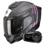 Casque Integrale Scorpion Exo 1500 Carbon Air Zity Matt Black Pink + Kit Bluetooth 5S Solo