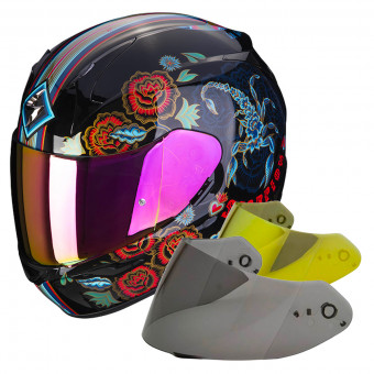 Integrale Scorpion Exo 390 Chica II Black Blue Red + Visiera