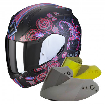 Integrale Scorpion Exo 390 Chica II Matt Black Pink + Visiera