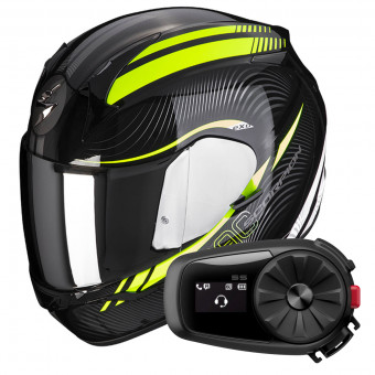 Integrale Scorpion Exo 390 Sting Black Yellow Fluo + Kit Bluetooth 5S