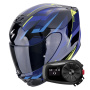 Casque Integrale Scorpion Exo 391 Aaxo Black Blue + Kit Bluetooth 5S