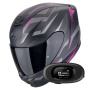 Casque Integrale Scorpion Exo 391 Aaxo Matt Black Pink + Kit bluetooth 5R Lite