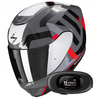 Integrale Scorpion Exo 391 Arok Grey Red Black + Kit bluetooth 5R Lite