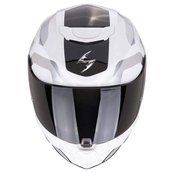 Scorpion Exo 391 Arok White Black Silver + Kit bluetooth Exo-Com Link-1