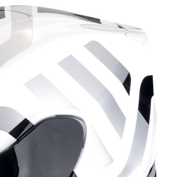 Scorpion Exo 391 Arok White Black Silver + Kit bluetooth Exo-Com Link-1