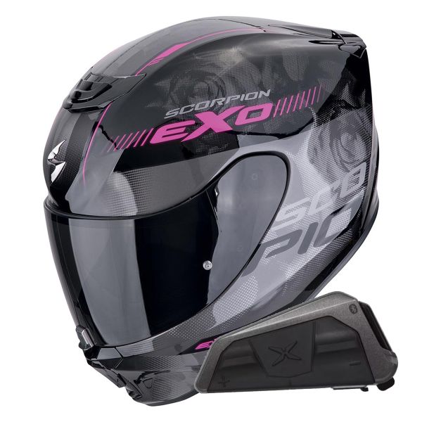 Integrale Scorpion Exo 391 Ava Black Pink + Kit bluetooth Exo-Com Link-1