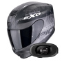 Casque Integrale Scorpion Exo 391 Ava Matt Black Silver + Kit bluetooth 5R Lite