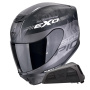 Casque Integrale Scorpion Exo 391 Ava Matt Black Silver + Kit bluetooth Exo-Com Link-1