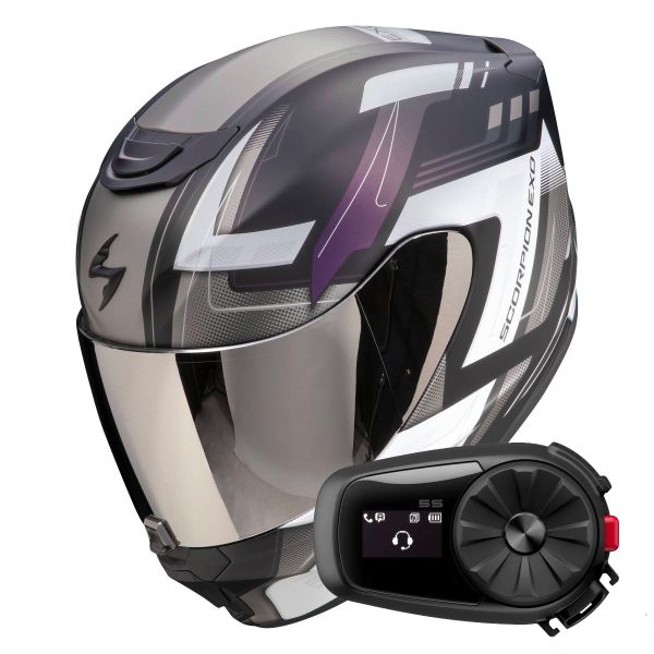 Integrale Scorpion Exo 391 Captor Black Mat Cameleon + Kit Bluetooth 5S Solo