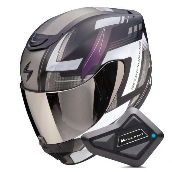 Integrale Scorpion Exo 391 Captor Black Mat Cameleon + Kit Bluetooth BT Mini