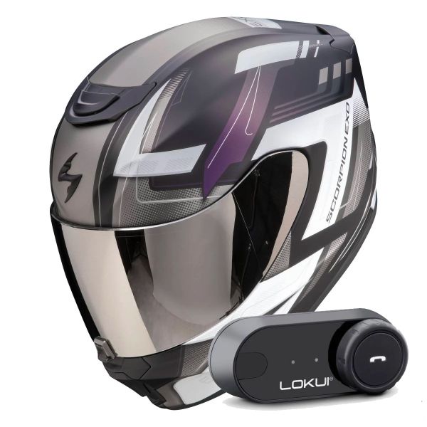 Integrale Scorpion Exo 391 Captor Black Mat Cameleon + Kit Bluetooth Lokui K30