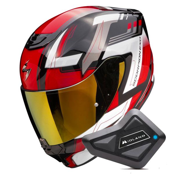 Integrale Scorpion Exo 391 Captor Black Red + Kit Bluetooth BT Mini