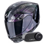 Casque Integrale Scorpion Exo 391 Clutter Black Chameleon + Kit Bluetooth Lokui K30