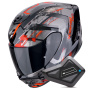 Casque Integrale Scorpion Exo 391 Clutter Black Red + Kit Bluetooth BT Mini