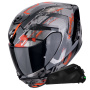 Casque Integrale Scorpion Exo 391 Clutter Black Red + Kit bluetooth Exo-Com Link-1C