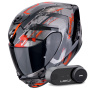 Casque Integrale Scorpion Exo 391 Clutter Black Red + Kit Bluetooth Lokui K30