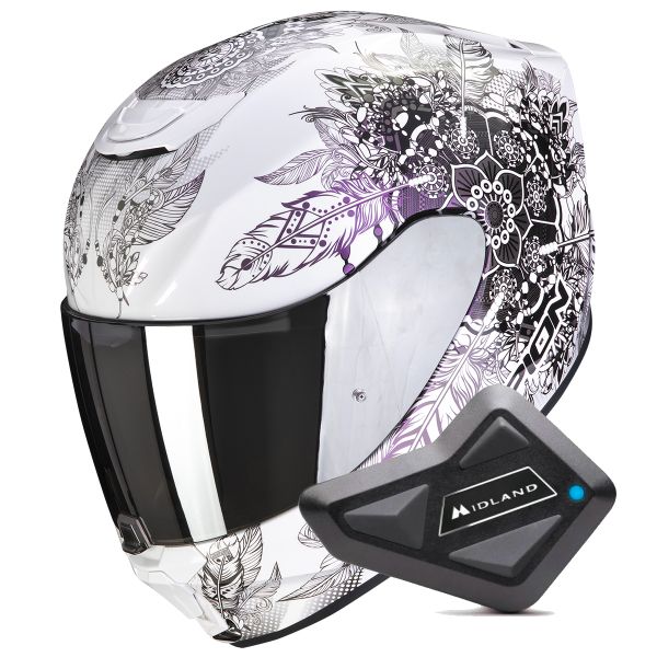 Integrale Scorpion Exo 391 Dream White Chameleon + Kit bluetooth BT Mini