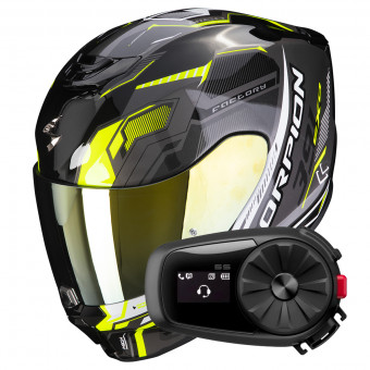 Integrale Scorpion Exo 391 Haut Black Silver Neon Yellow + Kit Bluetooth 5S