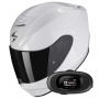 Casque Integrale Scorpion Exo 391 Solid Pearl White + Kit bluetooth 5R Lite