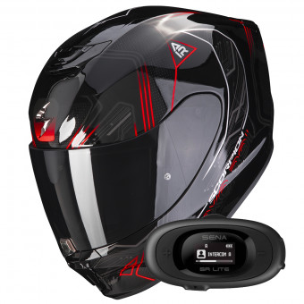 Integrale Scorpion Exo 391 Spada Black Neon Red + Kit bluetooth 5R Lite