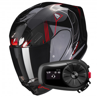 Integrale Scorpion Exo 391 Spada Black Neon Red + Kit Bluetooth 5S
