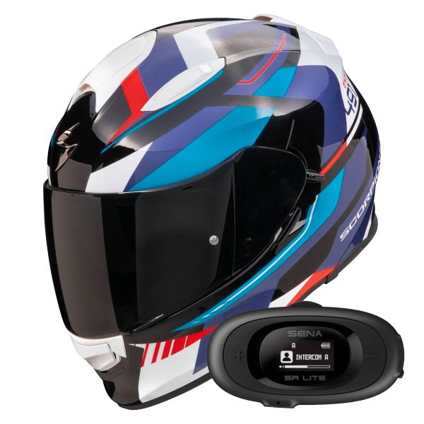 Integrale Scorpion Exo 491 Abilis Black Blue Red + Kit bluetooth 5R Lite Solo