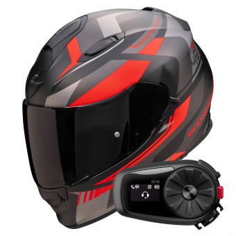 Integrale Scorpion Exo 491 Abilis Black Mat Silver Red + Kit Bluetooth 5S Solo